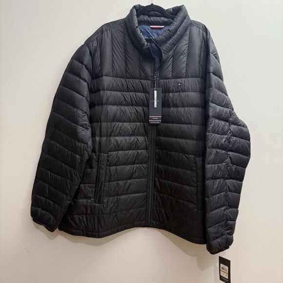 Tommy Hilfiger Men’s 4XLT Black Natural Down Packable Puffer Jacket NEW - Picture 1 of 13